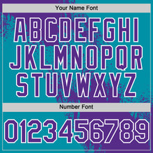 Load image into Gallery viewer, Custom Purple Teal-White 3D Pattern Design Abstract Brush Stroke Authentic Baseball Jersey