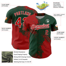 Load image into Gallery viewer, Custom Red Green-White 3D Pattern Design Abstract Brush Stroke Authentic Baseball Jersey