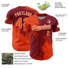 Load image into Gallery viewer, Custom Orange Crimson-White 3D Pattern Design Abstract Brush Stroke Authentic Baseball Jersey