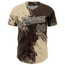 Load image into Gallery viewer, Custom Cream Brown-White 3D Pattern Design Abstract Brush Stroke Authentic Baseball Jersey