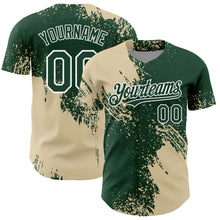 Load image into Gallery viewer, Custom Cream Green-White 3D Pattern Design Abstract Brush Stroke Authentic Baseball Jersey