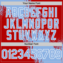 Load image into Gallery viewer, Custom Light Blue Red-White 3D Pattern Design Abstract Brush Stroke Authentic Baseball Jersey
