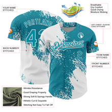 Load image into Gallery viewer, Custom White Teal 3D Pattern Design Abstract Brush Stroke Authentic Baseball Jersey