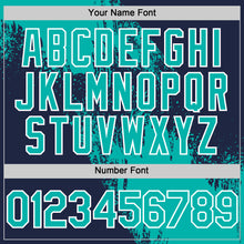 Load image into Gallery viewer, Custom Aqua Navy-White 3D Pattern Design Abstract Brush Stroke Authentic Baseball Jersey
