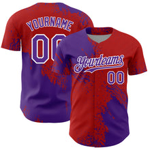 Load image into Gallery viewer, Custom Purple Red-White 3D Pattern Design Abstract Brush Stroke Authentic Baseball Jersey