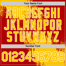 Laden Sie das Bild in den Galerie-Viewer, Custom Yellow Red-White 3D Pattern Design Abstract Brush Stroke Authentic Baseball Jersey