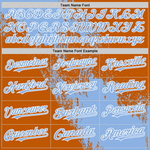 Laden Sie das Bild in den Galerie-Viewer, Custom Light Blue Texas Orange-White 3D Pattern Design Abstract Brush Stroke Authentic Baseball Jersey