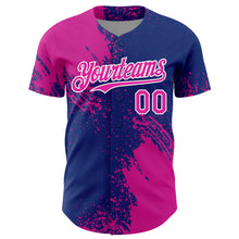 Загрузить изображение в средство просмотра галереи, Custom Deep Pink Royal-White 3D Pattern Design Abstract Brush Stroke Authentic Baseball Jersey