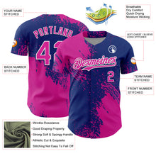 Загрузить изображение в средство просмотра галереи, Custom Deep Pink Royal-White 3D Pattern Design Abstract Brush Stroke Authentic Baseball Jersey