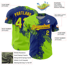 Загрузить изображение в средство просмотра галереи, Custom Neon Green Royal-Orange 3D Pattern Design Abstract Brush Stroke Authentic Baseball Jersey