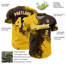 Загрузить изображение в средство просмотра галереи, Custom Yellow Brown-White 3D Pattern Design Abstract Brush Stroke Authentic Baseball Jersey