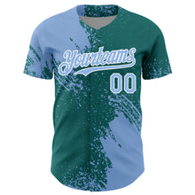 Загрузить изображение в средство просмотра галереи, Custom Light Blue Teal-White 3D Pattern Design Abstract Brush Stroke Authentic Baseball Jersey