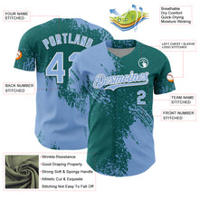 Загрузить изображение в средство просмотра галереи, Custom Light Blue Teal-White 3D Pattern Design Abstract Brush Stroke Authentic Baseball Jersey