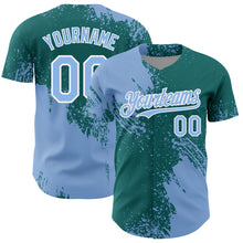 Загрузить изображение в средство просмотра галереи, Custom Light Blue Teal-White 3D Pattern Design Abstract Brush Stroke Authentic Baseball Jersey