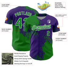 Загрузить изображение в средство просмотра галереи, Custom Grass Green Purple-White 3D Pattern Design Abstract Brush Stroke Authentic Baseball Jersey