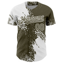 Загрузить изображение в средство просмотра галереи, Custom White Olive 3D Pattern Design Abstract Brush Stroke Authentic Baseball Jersey