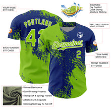 Загрузить изображение в средство просмотра галереи, Custom Neon Green Royal-White 3D Pattern Design Abstract Brush Stroke Authentic Baseball Jersey