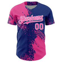 Загрузить изображение в средство просмотра галереи, Custom Pink Royal-White 3D Pattern Design Abstract Brush Stroke Authentic Baseball Jersey