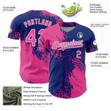 Загрузить изображение в средство просмотра галереи, Custom Pink Royal-White 3D Pattern Design Abstract Brush Stroke Authentic Baseball Jersey