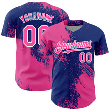 Загрузить изображение в средство просмотра галереи, Custom Pink Royal-White 3D Pattern Design Abstract Brush Stroke Authentic Baseball Jersey