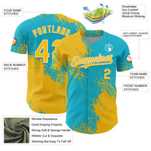 Загрузить изображение в средство просмотра галереи, Custom Yellow Lakes Blue-White 3D Pattern Design Abstract Brush Stroke Authentic Baseball Jersey