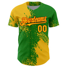 Laden Sie das Bild in den Galerie-Viewer, Custom Yellow Grass Green-Red 3D Pattern Design Abstract Brush Stroke Authentic Baseball Jersey