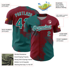 Загрузить изображение в средство просмотра галереи, Custom Teal Crimson-White 3D Pattern Design Abstract Brush Stroke Authentic Baseball Jersey