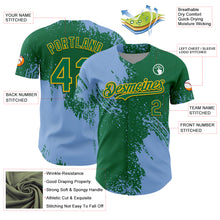 Загрузить изображение в средство просмотра галереи, Custom Light Blue Kelly Green-Gold 3D Pattern Design Abstract Brush Stroke Authentic Baseball Jersey
