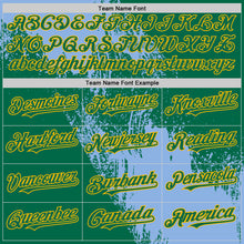 Загрузить изображение в средство просмотра галереи, Custom Light Blue Kelly Green-Gold 3D Pattern Design Abstract Brush Stroke Authentic Baseball Jersey