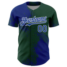 Загрузить изображение в средство просмотра галереи, Custom Royal Green-White 3D Pattern Design Abstract Brush Stroke Authentic Baseball Jersey