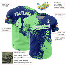 Загрузить изображение в средство просмотра галереи, Custom Pea Green Royal-White 3D Pattern Design Abstract Brush Stroke Authentic Baseball Jersey