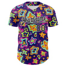 Load image into Gallery viewer, Custom Purple Black-White 3D Pattern Design Rave Psychedelic Fluid Art Authentic Baseball Jersey