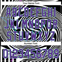 Load image into Gallery viewer, Custom Black Purple-Ice Blue 3D Pattern Design Rave Psychedelic Fluid Art Authentic Baseball Jersey