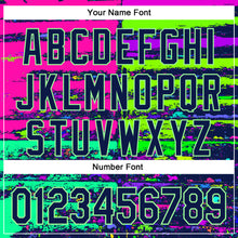 Load image into Gallery viewer, Custom Pink Navy-Pea Green 3D Pattern Design Rave Psychedelic Neon Fluid Art Authentic Baseball Jersey