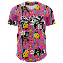 Load image into Gallery viewer, Custom Hot Pink Black-White 3D Pattern Design Rave Psychedelic Geometry Authentic Baseball Jersey