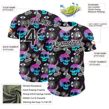 Load image into Gallery viewer, Custom Black White 3D Pattern Design Rave Psychedelic Skull Authentic Baseball Jersey