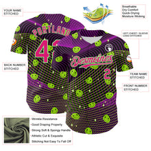 Load image into Gallery viewer, Custom Black Hot Pink-Pea Green 3D Pattern Design Rave Psychedelic Emoji Smile Authentic Baseball Jersey