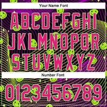 Load image into Gallery viewer, Custom Black Hot Pink-Pea Green 3D Pattern Design Rave Psychedelic Emoji Smile Authentic Baseball Jersey