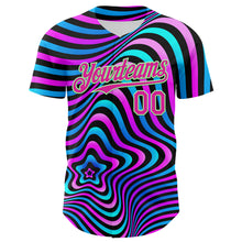 Load image into Gallery viewer, Custom Black Deep Pink-Pea Green 3D Pattern Design Rave Psychedelic Fluid Art Authentic Baseball Jersey