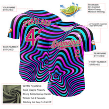Load image into Gallery viewer, Custom Black Deep Pink-Pea Green 3D Pattern Design Rave Psychedelic Fluid Art Authentic Baseball Jersey