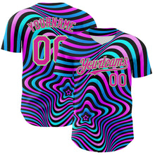 Load image into Gallery viewer, Custom Black Deep Pink-Pea Green 3D Pattern Design Rave Psychedelic Fluid Art Authentic Baseball Jersey