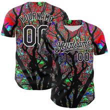 Load image into Gallery viewer, Custom Black White 3D Pattern Design Rave Psychedelic Tree Authentic Baseball Jersey
