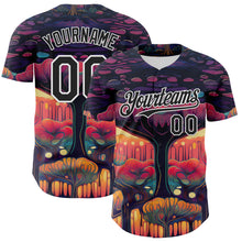 Load image into Gallery viewer, Custom Black White 3D Pattern Design Rave Psychedelic Forest Authentic Baseball Jersey