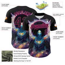 Load image into Gallery viewer, Custom Black Hot Pink 3D Pattern Design Rave Psychedelic Alien Authentic Baseball Jersey
