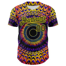 Load image into Gallery viewer, Custom Black Light Yellow 3D Pattern Design Rave Psychedelic Fractal Style Authentic Baseball Jersey