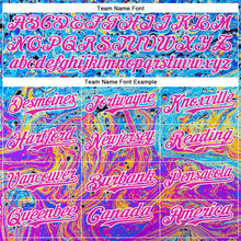 Load image into Gallery viewer, Custom Electric Blue Deep Pink-White 3D Pattern Design Rave Psychedelic Fluid Art Authentic Baseball Jersey