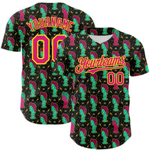 Load image into Gallery viewer, Custom Black Hot Pink-Light Yellow 3D Pattern Design Rave Psychedelic Sculpture Authentic Baseball Jersey