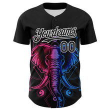 Load image into Gallery viewer, Custom Black White 3D Pattern Design Rave Psychedelic Elephant Authentic Baseball Jersey
