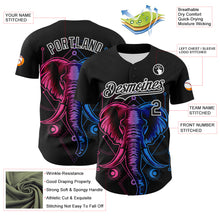 Load image into Gallery viewer, Custom Black White 3D Pattern Design Rave Psychedelic Elephant Authentic Baseball Jersey