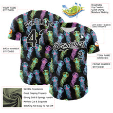 Load image into Gallery viewer, Custom Black White 3D Pattern Design Rave Psychedelic Jellyfish Authentic Baseball Jersey
